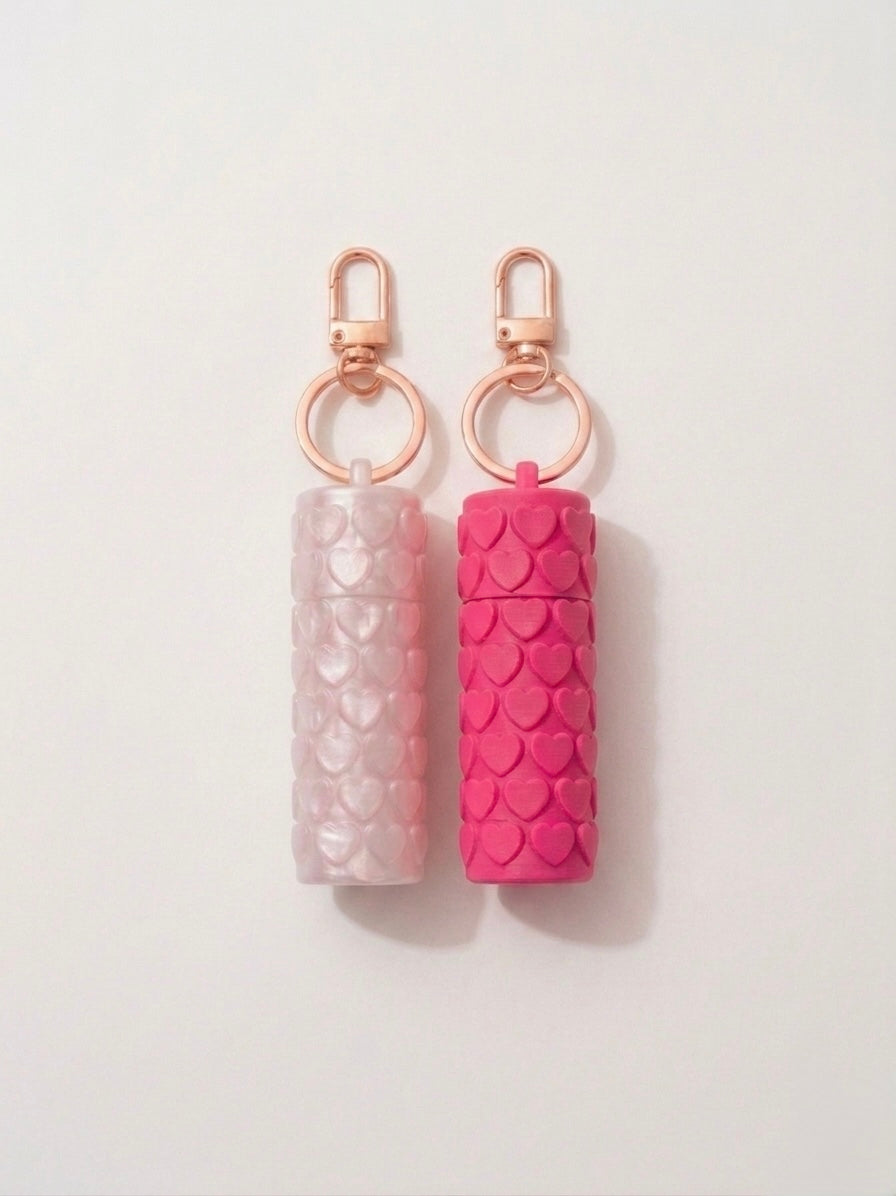 Heart Lip Balm Holder Keychain – Cute 3D Printed Chapstick Case